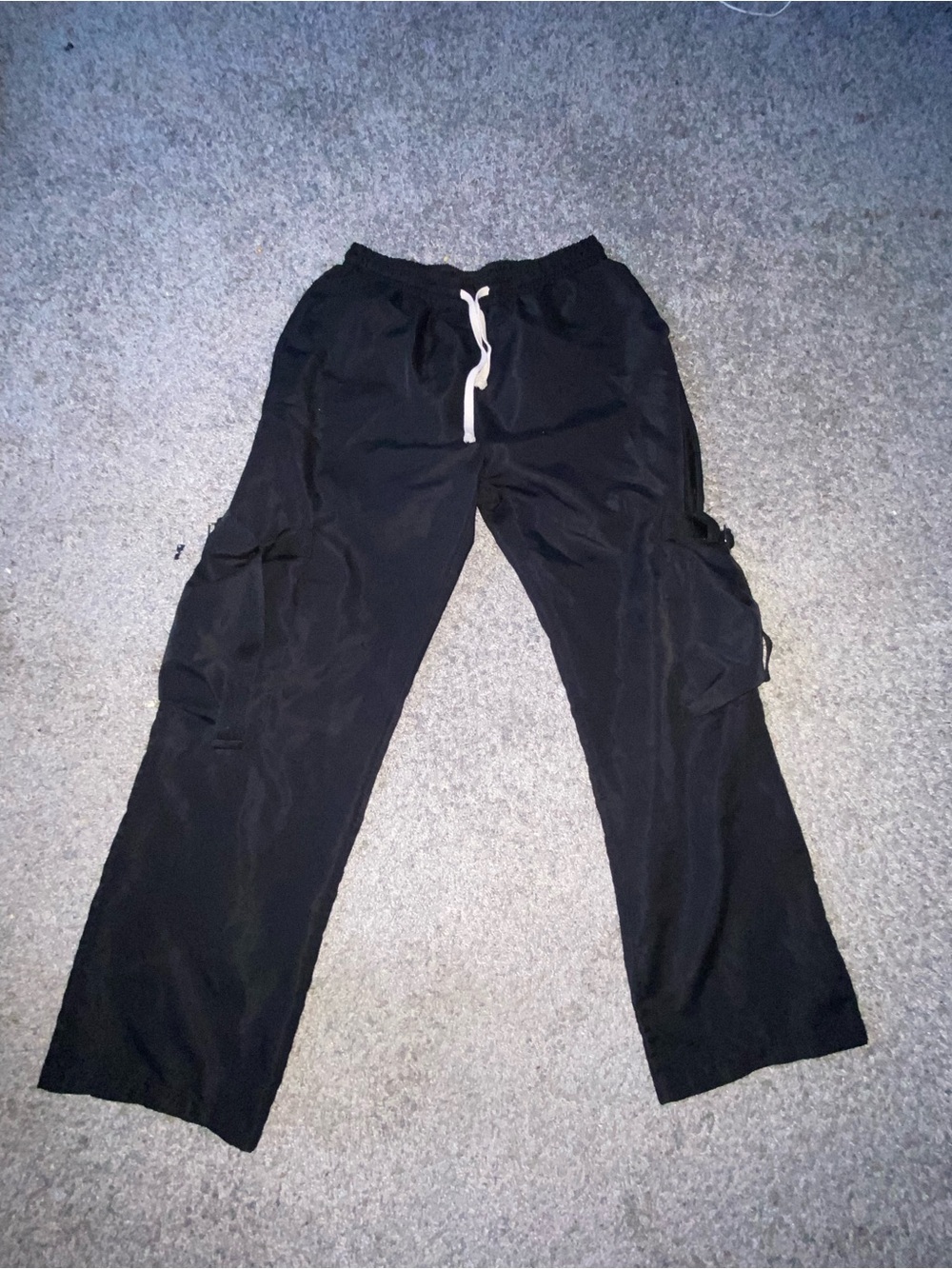 ROMWE Black Men's Cargo Pants with Drawstring